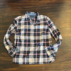 Tommy Hilfiger Navy and Pink Flannel Plaid Shirt